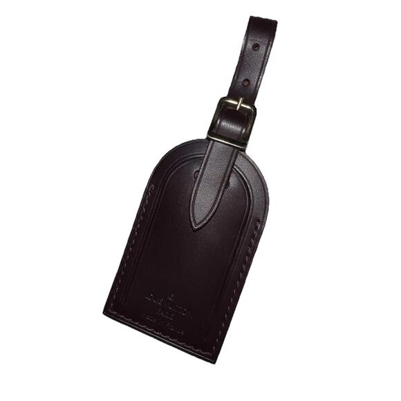 Louis Vuitton Name Tag Maroon Leather Bordeaux Burgundy Goldtone - Picture 3 of 16